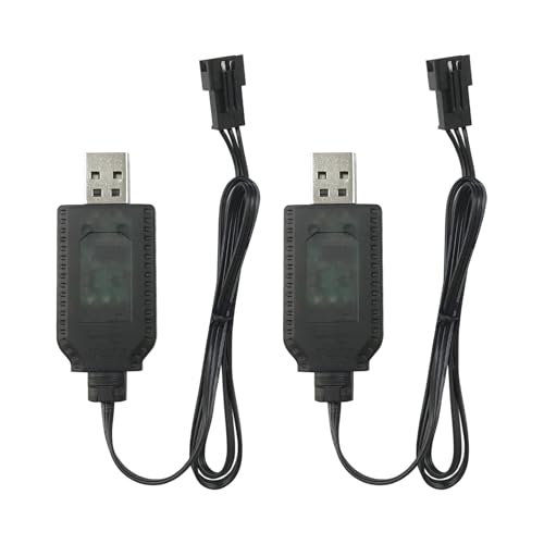 SM-3P Charger for RC Car/Boat/Gel Ball Blaster 7.4V Li-ion Lipo Battery - USB Charging Cable 2-Pack