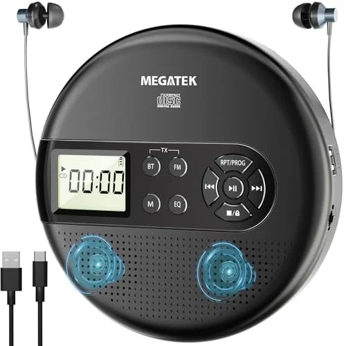 MEGATEK CP27BR Portable CD Player Bluetooth for Car