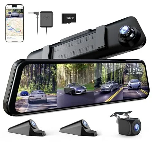 360 Degree View 4 Channel Mirror Dash Cam