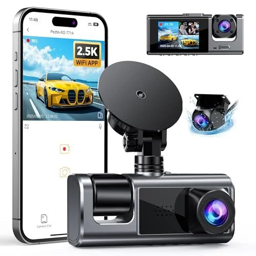 Galphi 3 Channel WiFi Dash Cam Front and Rear Inside